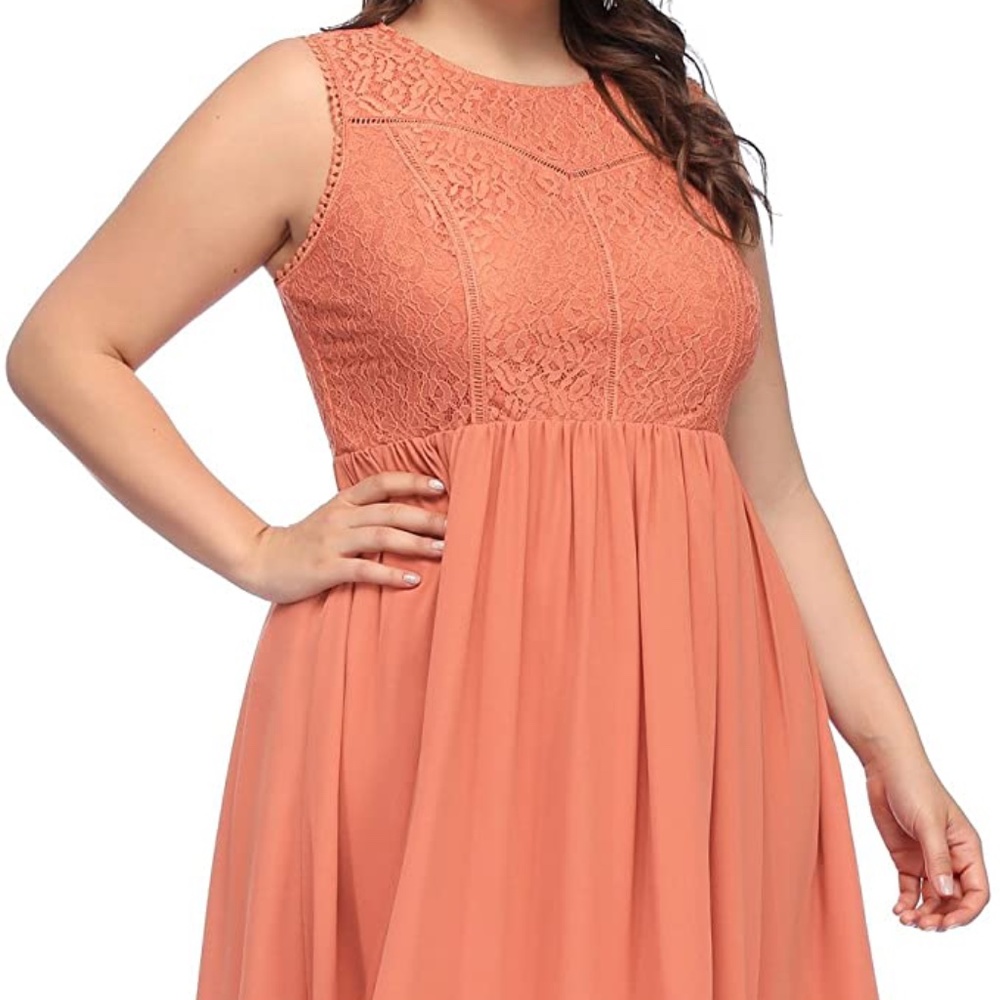 Hanna Nikole Flared Lace Chiffon A Line Dress